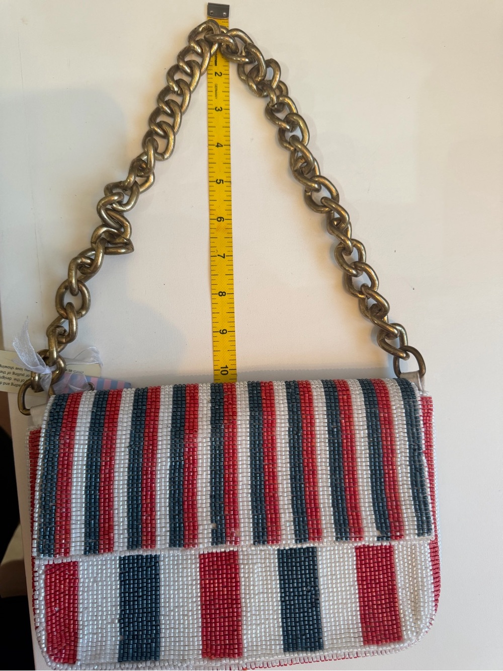 Handmade Beaded Stripe - Red, White & Blue Shoulder/Handbag - NWT - Picture 9 of 10